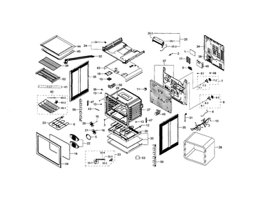 Cabinet Assy Diagram and Parts List for NE58H9950WS AA-0001 Samsung Range