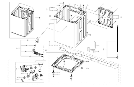 Frame Assy Diagram and Parts List for WA422PRHDWR AA-0000 Samsung Washer