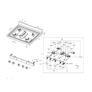 Cooktop Diagram and Parts List for NX58F5500SB AA-0000 Samsung Range