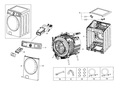 Main Asy Diagram and Parts List for WF56H9110CW A2-0000 Samsung Washer