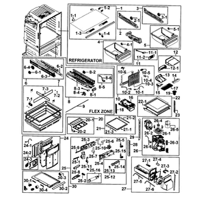 Refrigerator Diagram and Parts List for RF28HMEDBWW AA-0007 Samsung Refrigerator