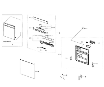 Door Assy Diagram and Parts List for DW80H9930MO AA-0000 Samsung Dishwasher