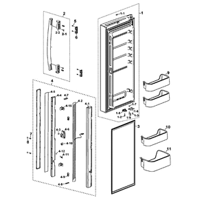 Left Door Diagram and Parts List for RF197ACBP XAA-0000 Samsung Refrigerator