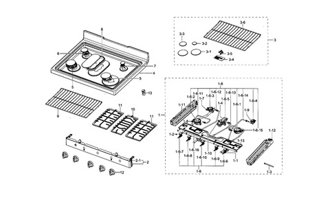 Part Location Diagram of DG94-00935A Samsung Surface Burner Valve