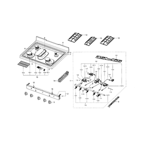Cooktop Diagram and Parts List for NX58F5500SB AA-01 Samsung Range