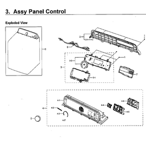 Control Panel Diagram and Parts List for WA40J3000AW AA-11 Samsung Washer