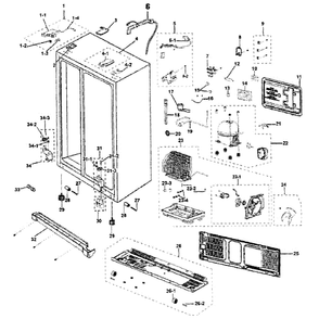 Cabinet Diagram and Parts List for RS263TDBP XAA-01 Samsung Refrigerator