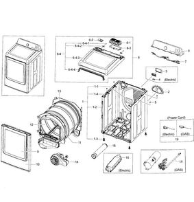 Part Location Diagram of DC92-01025A Samsung Dryer Electronic Control Board