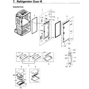 Fridge Door R Diagram and Parts List for RF28JBEDBSR AA-0003 Samsung Refrigerator
