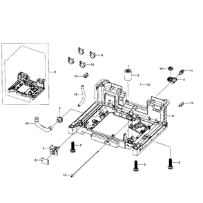 Base Assembly Diagram and Parts List for DW80J7550UW AA-0001 Samsung Dishwasher