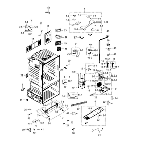 Cabinet Diagram and Parts List for RF23HTEDBSR AA-0004 Samsung Refrigerator