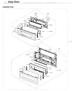 Door Diagram and Parts List for NX58K9850SG AA-0000 Samsung Range