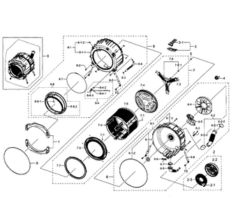 Tub-drum Diagram and Parts List for WF350ANR XAA-0007 Samsung Washer