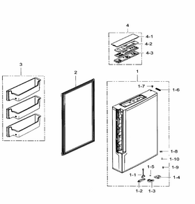 Freezer Door Right Diagram and Parts List for RF34H9960S4 AA-0004 Samsung Refrigerator