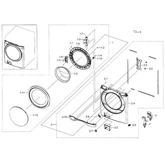 Front Section Diagram and Parts List for WF520ABP XAA-0003 Samsung Washer