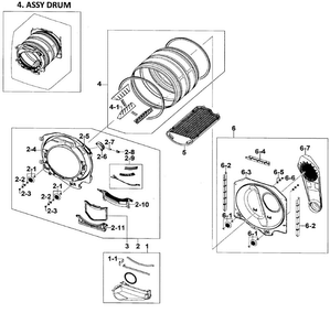 Drum Assy Diagram and Parts List for DV218AEB XAA-0000 Samsung Dryer