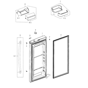 Fridge Door R Diagram and Parts List for RFG237AABP XAA-02 Samsung Refrigerator