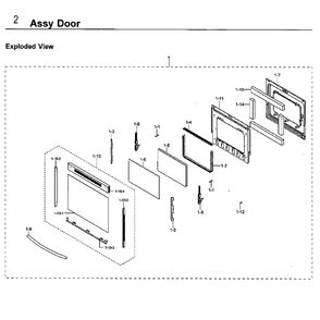 Door Diagram and Parts List for NE59M4320SW AA-0000 Samsung Microwave Oven Combo