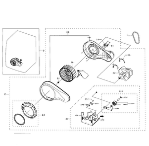 Motor Diagram and Parts List for DV331AER XAA-0003 Samsung Dryer