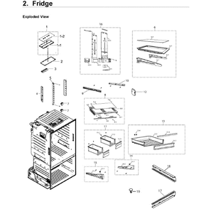 Fridge Diagram and Parts List for RF220NCTASR AA-02 Samsung Refrigerator