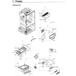 Freezer Diagram and Parts List for RF23HTEDBSR AA-09 Samsung Refrigerator