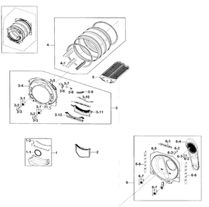 Drum Assy Diagram and Parts List for DV330AEB XAA-0002 Samsung Dryer