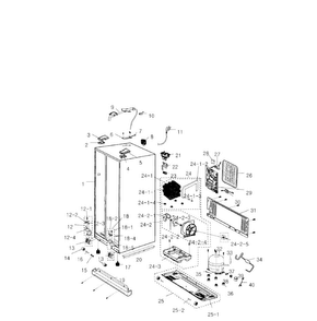 Cabinet Diagram and Parts List for RS2530BBP XAA-0000 Samsung Refrigerator
