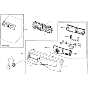 Control Panel Diagram and Parts List for WF363BTBEUF A2-01 Samsung Washer