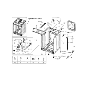 Frame And Cover Diagram and Parts List for WF218ANB XAA-01 Samsung Washer