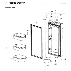 Fridge Door R Diagram and Parts List for RF23J9011SR AA-08 Samsung Refrigerator