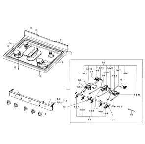Cooktop Diagram and Parts List for NX58F5500SS AA-0000 Samsung Range