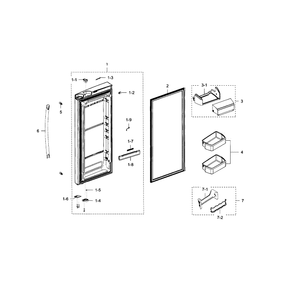 Fridge Door R Diagram and Parts List for RFG237AAWP XAA-05 Samsung Refrigerator