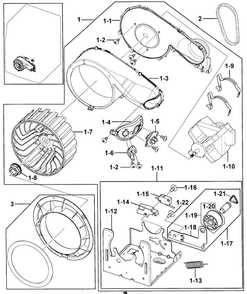 Motor Assy Diagram and Parts List for DV218AGB XAA-0000 Samsung Dryer