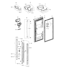 Fridge Door L Diagram and Parts List for RFG237AAWP XAA-01 Samsung Refrigerator