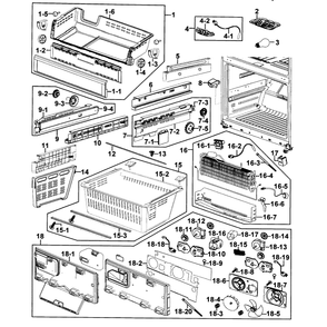 Freezer Diagram and Parts List for RF267AZRS XAA-0000 Samsung Refrigerator