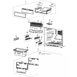 Freezer Diagram and Parts List for RF197ABBP XAA-0000 Samsung Refrigerator