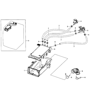 Drawer Housing Diagram and Parts List for WF501ANW XAA-01 Samsung Washer
