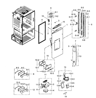 Left Door Diagram and Parts List for RF323TEDBSR AA-0001 Samsung Refrigerator