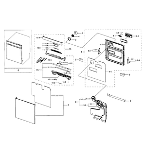 Door Diagram and Parts List for DW80J7550UG AA-01 Samsung Dishwasher