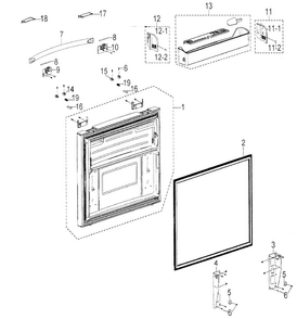 Freezer Door Diagram and Parts List for RFG298AAPN XAA Samsung Refrigerator