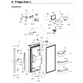 Frodge Door L Diagram and Parts List for RF22K9381SG AA-01 Samsung Refrigerator