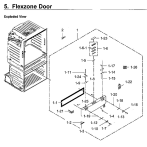 Flexzone Door Diagram and Parts List for RF28HMEDBWW AA-10 Samsung Refrigerator