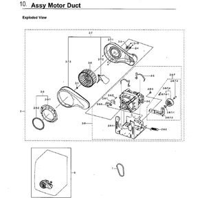 Motor Assembly Diagram and Parts List for DVG55M9600V A3-0000 Samsung Dryer