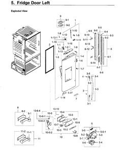 Fridge Left Door Diagram and Parts List for RF28HFEDBWW AA-0011 Samsung Refrigerator