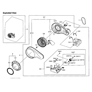 Motor Assembly Diagram and Parts List for DV393ETPARA A1-01 Samsung Dryer