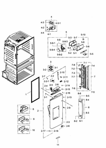 Left Door Diagram and Parts List for RF28HMEDBBC AA-0001 Samsung Refrigerator