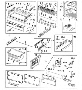 Freezer Diagram and Parts List for RFG293HAPN XAA-0001 Samsung Refrigerator