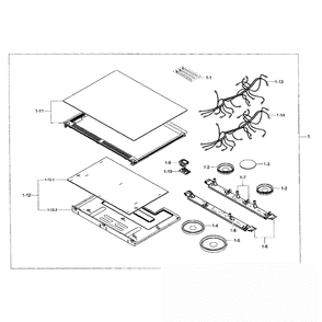 Cooktop Assembly Diagram and Parts List for NE58F9500SS AA-0000 Samsung Range