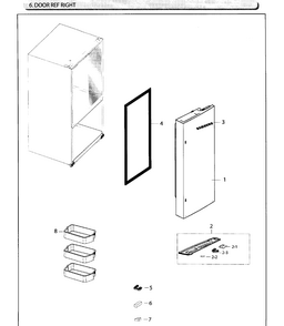 Fridge Door R Diagram and Parts List for RF26HFENDBC AA-0001 Samsung Refrigerator