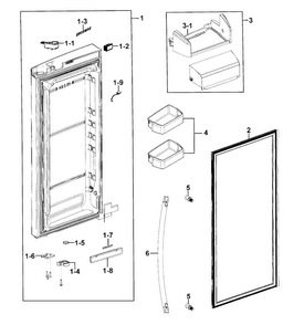 Refrigerator Door R Diagram and Parts List for RFG293HARS XAA-0000 Samsung Refrigerator